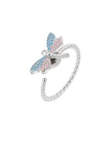 1pc Adjustable Dragonfly Rotating Ring, Rhinestone Embellished, Minimalist & Versatile, High-End