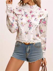 Women's Long Sleeve Florida Blouse / With Ruffle / Group Details / Yi1277 - trắng - Xem 2
