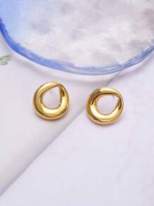 1 paire de boucles d'oreilles en métal circulaires ajourées à la mode pour femmes, boucles d'oreilles de fête élégantes minimalistes vintage et personnalisées