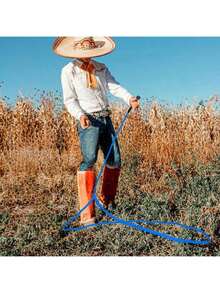 Lazo de vaquero, cuerdas de vaquero y vaquera, cuerdas mágicas, cuerdas pre-atadas, accesorios de vaquera y vaquero, cuerdas, disfraces de vaquera y vaquero de Halloween, cuerdas de utilería de escenario, ropa de cuerda, cuerdas rojas, cuerdas azules, versión mejorada, juegos de fiesta de vaqueros - Lazo de mezclilla - Ver 4