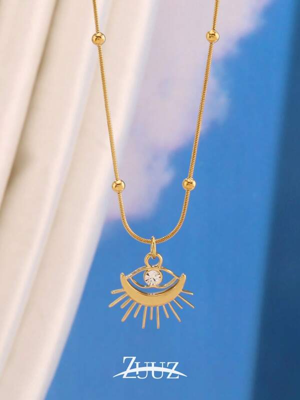 1pc Fashion Stainless Steel Necklace For Women Eye Charm Necklace Jewelry Party Gifts Suitable Daily Wear