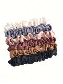 6pcs Women Satin Silk Scrunchies, Black/White/Pink/Blue, Medium Size Hair Ties With Elegance, Retro, Simple And Minimalist Style, Perfect For Daily Casual, Party, Commute, Vacation, Hair Styling, Makeup And Outfit Accessories Scrunchy Hair Ties, Hair Accessories Hair Tools, Curly Hair Accessories,Hair Accessory,Hair Accessories,Hair Accessories Fall,Travel,Hair Tools,Accessories Women,Hair Stuff,Curly Hair,Scrunchies,Scrunchie,Scrunchies Hair,Curly Hair Accessories,Gifts,Travel,Gifts For Women,Hair Stuff,Stocking Stuffers