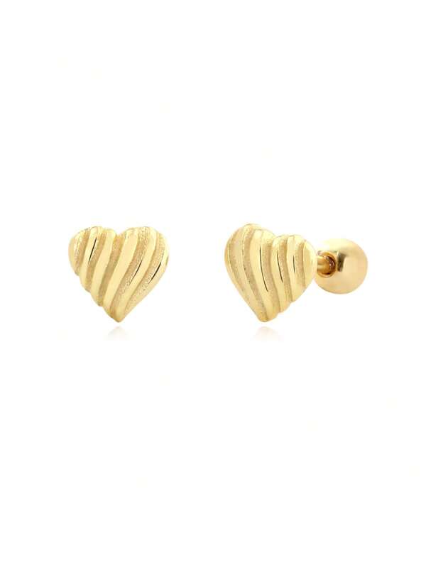 1 Pair 925 Sterling Silver Textured Heart Shaped Screw Back Ear Studs, Petite Delicate Earring Accessories Gift For Women