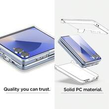 Case For Samsung Galaxy Z Flip 6/7 5G Phone Case Shockproof Black Slim Back Protective Cover Clear Case With Strap - Clear - View 5