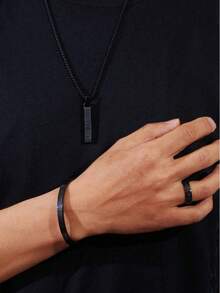 3 件套男士时尚罗马数字项链、手链、戒指首饰套装，适合日常佩戴和送礼