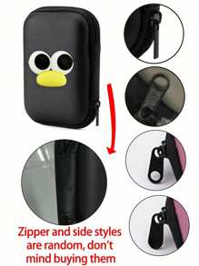 收纳包，配有可爱卡通眼部配饰，防水防摔EVA材质硬壳相机包，防震收纳盒，适用于存放CCD相机和数码产品，可存放耳机、数据线、卡片、扑克牌。可用于旅行携带、工作、返校用品、宿舍收纳（拉链和侧边款式随机，请勿购买）充电器收纳盒，线缆收纳盒 - 彩色 - 查看 8