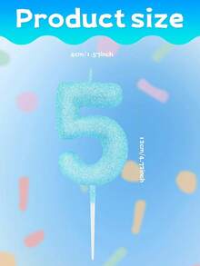 Light Blue Sprinkle Digit 0-9 Birthday Party Theme Cake Decorative Candles - Light Blue - View 6
