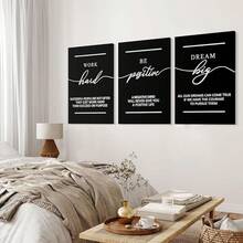 GUBIYU Black Hustle Grind Execution Wall Art Set Of 3 Framed Canvas Office Inspirational Motiviational Wall Decor Art Positive Quotes Posters Living Room Pictures Walls Decor Mens Guys 12x16 - 黑白努力工作牆藝術 - 查看 9