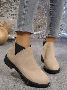 Nowe modne damskie buty Apocayptic Round Toe Ankle Chelsea Boots Chunky Low Heel Slip-On