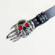 Personalized Skull Buckle Waist Belt, Punk Style, Unisex, Suitable For Halloween Fall, Autumn, Halloween