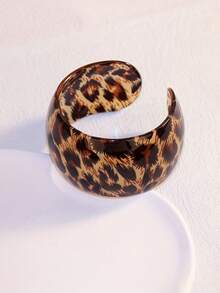 3 st/set trendiga runda armband i harts med leopardmönster för kvinnor, lämpliga för strand och resort - leopardtryck - Visa 3