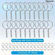20/50pcs Metal Keychain Set - 20/50 Round Loop Hangers And 20/50 Split Rings, For DIY Crafts And Small Business Supplies - Keychain - View 3