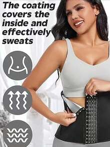 Single-Row Buckle Double Abdomen-Tightening Belt & Waist Support, Women's Sports Shaping Belt, Sweat-Inducing Tummy Tightener, Corset Belt, Women's Underbust Corset Top, Waist Cincher - Multicolor - View 5