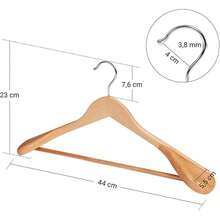 SONGMICS Lot de 6 Cintres, en Bois Massif avec Épaules très Larges, Antidérapants, pour Costumes, Chemises, Manteaux, Vestes, Pantalons, Crochets Pivotants 360°, Couleur Boisée - Maple - Voir 5