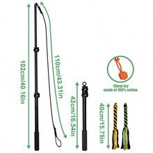 Dog Teaser Pole Wand Outdoor Interactive Flirt Pole Training Fun Toy Extendable - Black - View 5