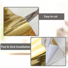 1 Roll Brushed Gold Peel And Stick Wallpaper Border PVC Self Adhesive Removable Contact Paper Waterproof Mirror Frame Sticker For Bathroom Decor Wall Stickers - Gold - View 6