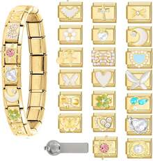 DIY Italian Charms Bracelet Set With 9 Charms And Starter Bracelet - C-starter Bracelet Set-20Pcs Gold - View 2