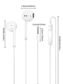 YusYouc 白色 3.5MM半入耳式有线耳机 内置麦克风 高清通话 音乐耳机 学生耳机 跑步运动手机耳机 兼容苹果手机、三星/华为/OPPO/VIVO/小米、红米等安卓手机、平板电脑、游戏机等3.5mm接口设备 - 白色 - 查看 2