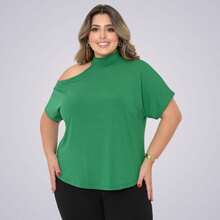 Plus Size Women's Blouse Basic Blouse Loose Top From G1 To G5 - 綠色 - 查看 6