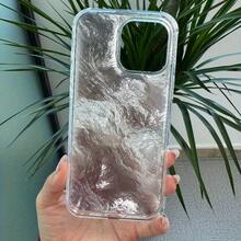 Funda para teléfono (1 unidad) con diseño de glaciar y remolino, con orificios grandes. Funda IMD compatible con phone 6/15/14/13/12 Pro, 14, 15 y 16 Plus. Resistente a caídas y golpes. - Plateado - Ver 2