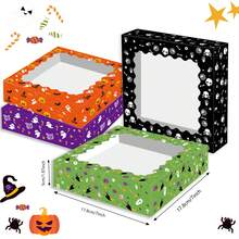 4/12pcs Halloween BOO Ghost Pumpkin Wizard Cookie Transparent Window Gift Box, Suitable For Adult Party Snack Packaging - Multicolor - View 4