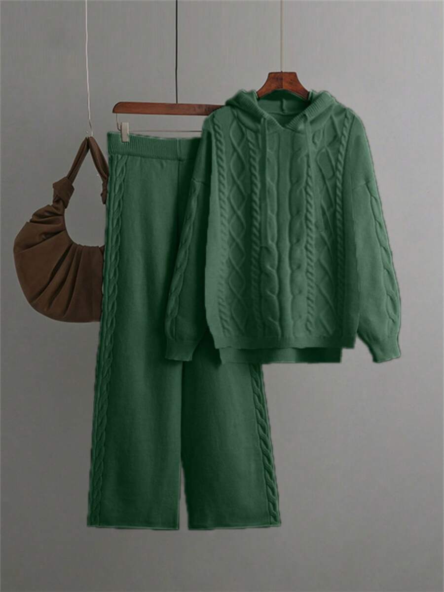 مجموعة من 2 قطعة: كنزة بقبعة وبنطال طويل، خريف/شتاء