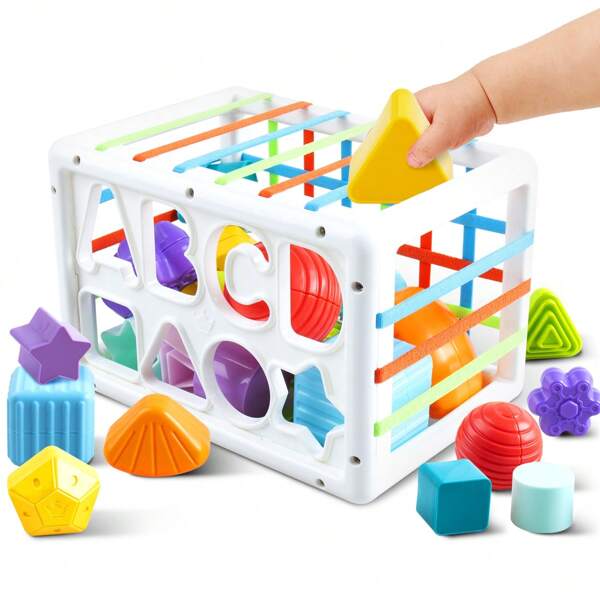 7pcs/11pcs/12pcs/15pcs Baby Building Blocks, Baby Alphabet Shape Sorting Toys, Montessori Toys, Colorful Textured Balls, Fine Motor Skills Learning Activities, Early Development Learning Toys For Boys And Girls, 12-18 Months Baby Toys (Some Accessories Colors Are Shipped Randomly)