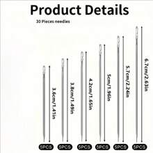 12 Pieces/30 Pieces Stainless Steel Easy-Sewn Edge Stitching Needles For Seniors, Suitable For Hand Sewing, DIY Home Craftsmanship - White, Sewing Pins, Self-Threading Needle Set, Various Sizes, Wooden Storage Tubes, Easy To Insert, Stitch, Hand Sewing, Sheets, Clothes