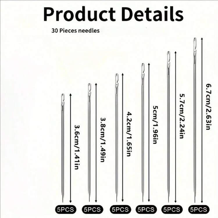 12 Pieces/30 Pieces Stainless Steel Easy-Sewn Edge Stitching Needles For Seniors, Suitable For Hand Sewing, DIY Home Craftsmanship - White, Sewing Pins, Self-Threading Needle Set, Various Sizes, Wooden Storage Tubes, Easy To Insert, Stitch, Hand Sewing, Sheets, Clothes - Multicolor - View 11