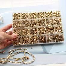 Yiwu Qiyou Accessories Co., LTD 3800颗4-7毫米心形五角星隔珠，亚克力材质，24格盒装，适用于DIY手链、项链、珠宝制作，适合初学者和专业人士，装饰珠子 - 金色 - 查看 9