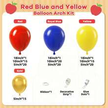 131pcs Balloon Arch & Garland Set, Red Yellow Blue Milk Balloon Arch, Suitable For Birthday Party Decor, Party Decoration - Red - View 3