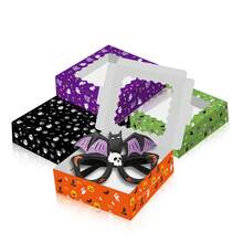 4/12pcs Halloween BOO Ghost Pumpkin Wizard Cookie Transparent Window Gift Box, Suitable For Adult Party Snack Packaging - Multicolor - View 5