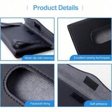 Car Tissue Holder, Upgraded Version Hanging Tissue Holder In Car, Premium PU Leather Car Napkin Holder For Universal Auto, Easy Use (Black) - Default - View 3