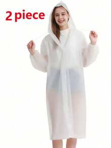 1pc Reusable Thick Rain Poncho, Portable Adult Waterproof Raincoat For Outdoor Travel, Men & Women Insulation, Galentines, Puppy, Carnival,Spring Summer Picks,Brides Maid Gifts,Room,Bedroom Decor,Beach,Travel,For Men,For Women,Vacation,Cute Stuff - White - View 13