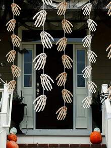 2 件/对万圣节骷髅手逼真且尖锐的骷髅手道具适用于万圣节主题派对、花园、庭院、鬼屋、家居装饰万圣节装饰秋季装饰房间装饰秋季装饰