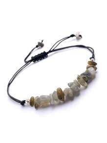 1pc Natural Gemstone Crystal Chip Beaded Braided Bracelet, Suitable For Women's Everyday And Holiday Wear, Jewelry Gift