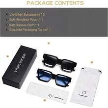 Thick Square  Retro Chunky Rectangle  Protection - 2 pièces - Noir + Noir / Bleu - Voir 6