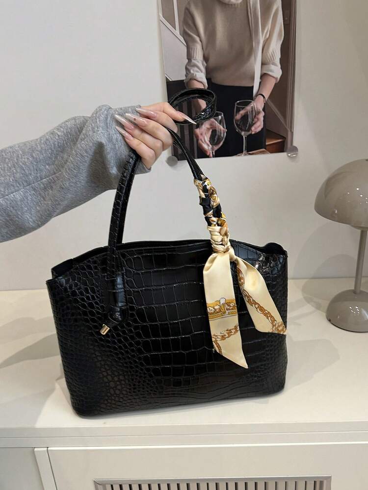 New Luxury Design Versatile Ladies One Shoulder Tote Bag - Black - View 2