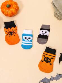 4/8pcs Random Print Pet Anti-Slip Socks, Suitable For Small And Medium Dogs, Anti-Slip, Puppy Protective Socks - Multicolor - View 3