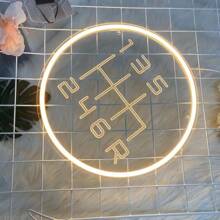 LIUYANG 3D Engraved Gear Shift Neon Sign - USB Powered LED Light For Garage, For Man Cave & Auto Enthusiast Decor - Perfect Gift For Dad & Car Lovers, Manual Transmission Lever, Car Room Decor, Auto Repair Workshop