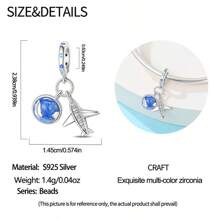 1 pièce Pendentif de la série de voyage en argent sterling S925, avion, bagage, navire, moulin à vent, écouteurs, notes de guitare, collier de mode personnalisable DIY, fabrication de bracelets, bijoux pour femmes