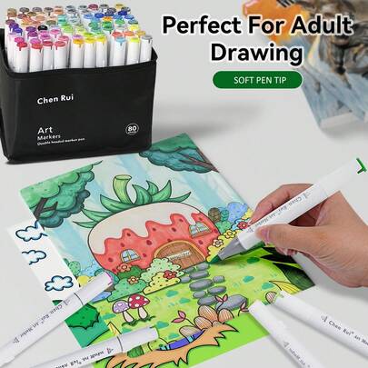 Cheng Rui Multi-Color Art Markers, 180/168/120/100/80/60/48 Colors Dual-Tip Permanent Art Markers With Chisel And Brush Tips, Professional Marker Set With Stand, Art Supplies For Artists, Adults, Coloring Books, Sketching, Illustration, Back To School - Refillable Ink