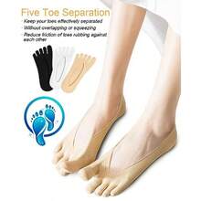 6 Pairs Bunion Relief Socks For Women With Toe Separator Alignment For Bunion Correction Compression No Show Low Cut Liner Five Finger - 如圖 - 查看 2