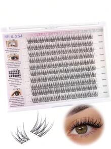 144 piezas Kit de extensiones de pestañas naturales tipo D 168 piezas Kit de racimos de pestañas Extensiones de pestañas wispy de 8-16 mm con pegamento y sellador y pinzas para extensiones de pestañas para hacer en casa Racimos de pestañas, pestañas en racimos, pestañas individuales, pestañas, pestañas postizas - D - Ver 10