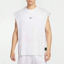 Nike 男士休闲字母与标志印花宽松白色运动背心，夏季 - 白色 - 查看 1