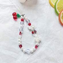 Summer Cherry Cream Bow Mobile Phone Chain Lanyard Ccd Camera Girl Backpack Pendant Retro Short Accessories, Mobile Phone Lanyard, Camera Lanyard - Anh đào đỏ - Xem 2