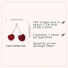 50 Piezas Pegatinas de Cereza, Artículos Lindos de Cereza, Decoración de Cerezas, Pegatinas Estéticas, Pegatinas Impermeables de Vinilo para Laptop, Monopatín, Botella de Agua, Cuaderno, Útiles Escolares, Vuelta al Cole - por defecto - Ver 5