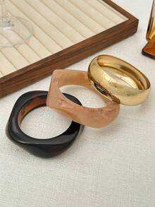 1/3 chiếc/Bộ vòng tay nhựa rộng bất đối xứng hình học Bohemian, sang trọng, giản dị, dành cho nữ, cặp đôi, ngày lễ, tiệc cưới, trang sức hạt kim loại đa năng, quà tặng (Nhựa có một chút tì vết và thay đổi màu sắc là bình thường) - vòng đeo tay - Xem 7