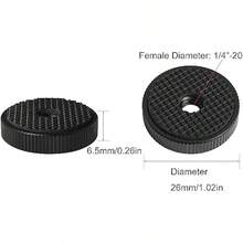 1/4 Inch Knurled Screw Nut 26mm/1in Diameter, Hot Shoe Locking Knob Nut And Spacer, 4PCS 1/4Inch Aluminum Alloy Female Thumb Wheel Lock Nut Adapter With Gasket - 11 - View 2