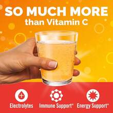 Emergen-C 1000mg Vitamina C en polvo para el apoyo diario del sistema inmunológico, sin cafeína, suplementos de vitamina C con zinc y manganeso, vitaminas B y electrolitos, sabor naranja súper - 30 unidades